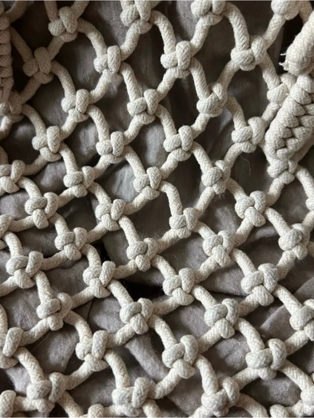 Monserat De Lucca Cream Macramé Shoulder Bag